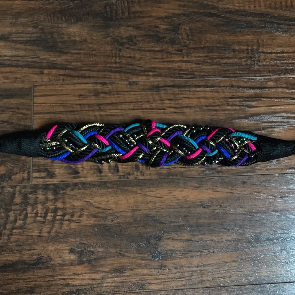 SOLD LOCALLY Vintage 80s braid belt oil slick gold jewel tone - Picture 1 of 3